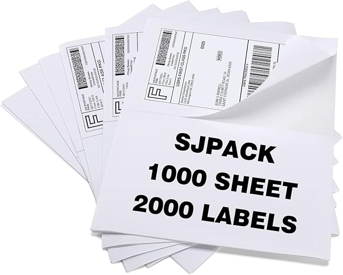 2000 Labels 8.5x5.5 Half Sheet Laser/Ink Jet Shipping Labels Mailing Blank Labels-DeskLoop Office