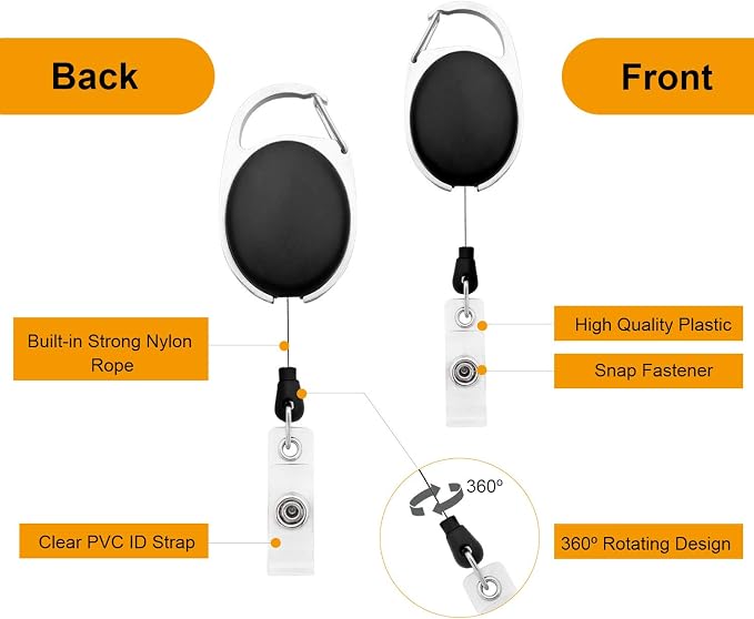 Fushing 20Pcs Retractable ID Badge Holders ID Badge Reels - Image 3