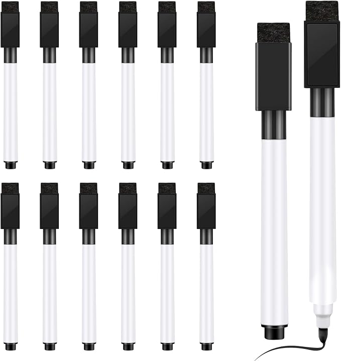 12 Pcs Black Dry Erase Markers, Office Supplies by Unknown