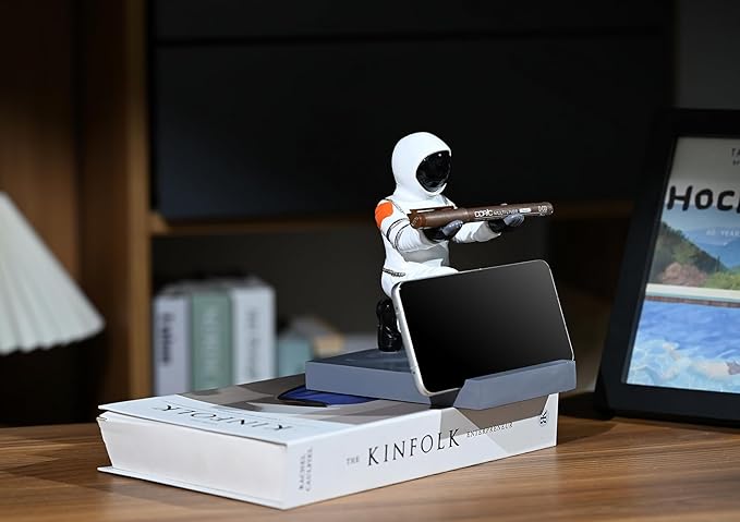Astronaut Resin Pen Holder, Mobile Phone Stand, Device Stand, Desk Organizer Decorative Pen Holder (White&Black)-DeskLoop Office