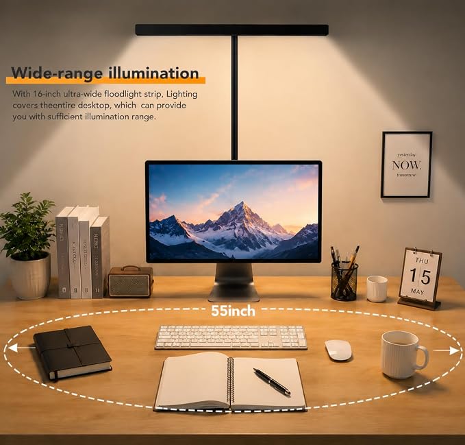 LED Desk Lamp with clamp, Remote Control Desk Lamp, 5 Color Modes & 10 - Image 4
