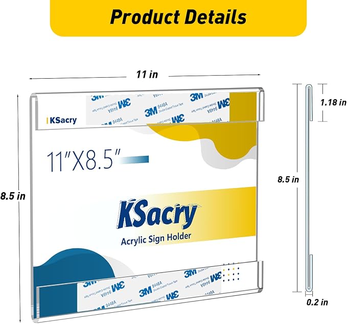 KSacry 20 Pcs Acrylic Sign Holder 11 x 8.5, Horizontal Wall Mount Sign Holders - Image 6