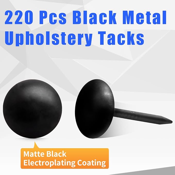 Bivethoi 220 Pcs Black Upholstery Tacks, 2/7 Inch Metal Round Head Thumb Tacks - Image 6