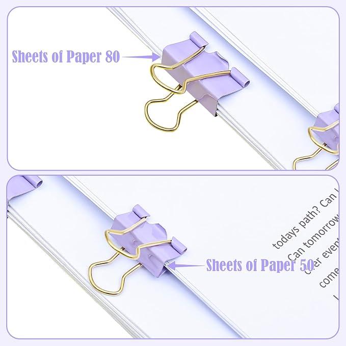 BAYTORY 40Pcs Purple Binder Clips, Binder Clips Assorted Sizes, 1 in Medium + - Image 5