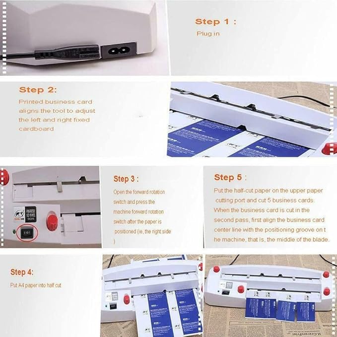 Electric Business Card Cutter Machine 110V - Automatic 3.5"x2" Cardboard Cutter, High-Speed Paper Trimmer with Auto Feed & Waste Removal-DeskLoop Office
