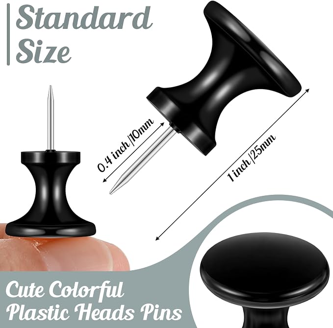 Outus 100 Pcs Giant Push Pins Large Thumb Tacks Plastic Heads 1 Inch Jumbo Push - Image 2
