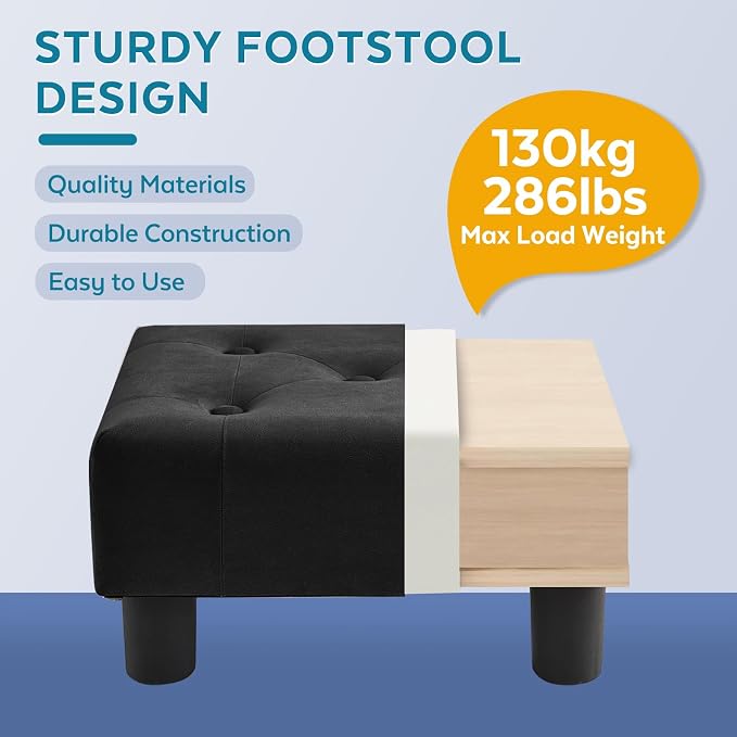 Small Foot Stool Ottoman, Velvet Footstool Ottoman Foot Rest - Image 3