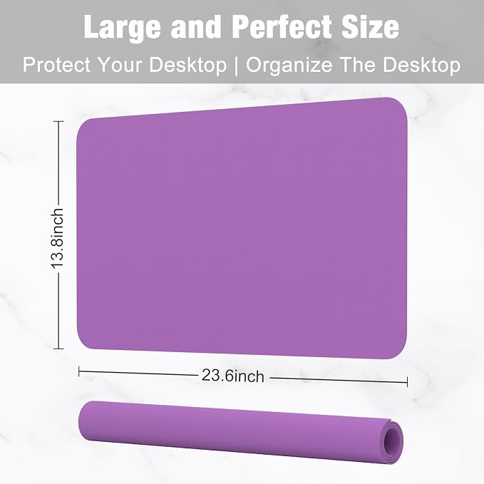 Hsurbtra Desk Pad, 23.6" x 13.8" PU Leather Desk Mat, M Extended Mouse Pad - Image 3