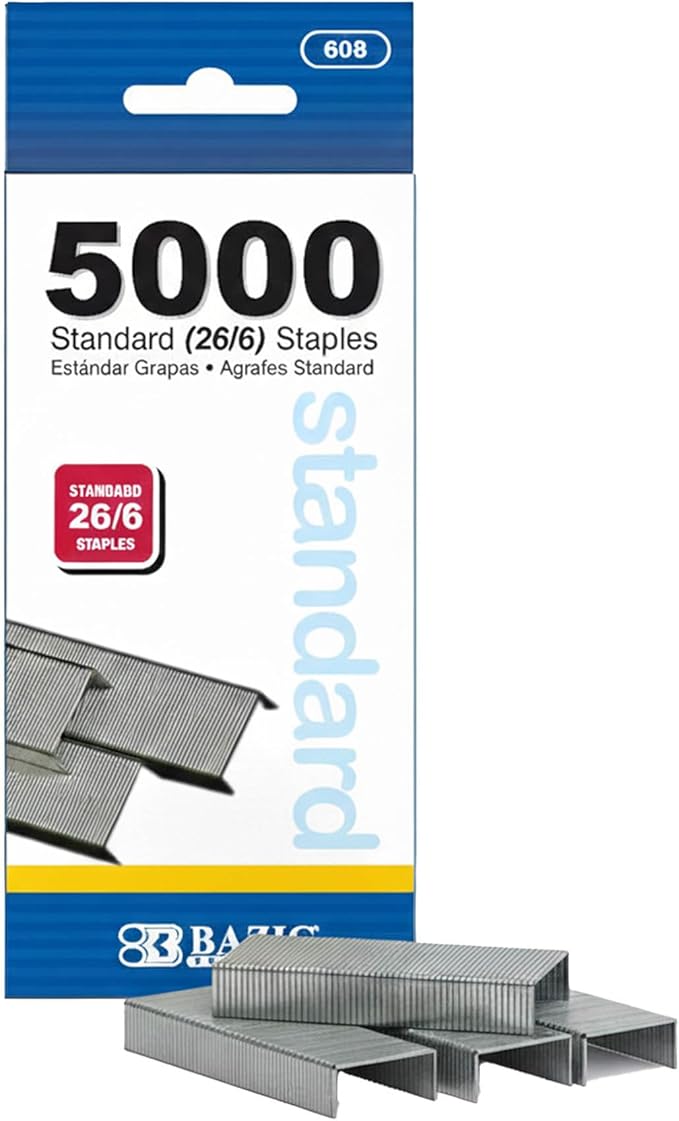 BAZIC Products Standard Staples, 5000 Ct | refills most standard staplers many by BAZICProducts