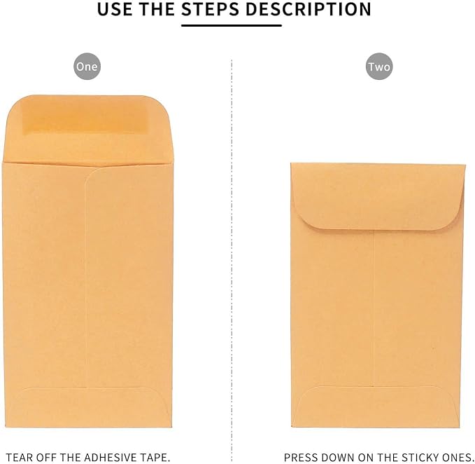 Xxcxpark 500 PCS #5 Coin Envelopes, 3.125 x 5.5 inches Brown Kraft Envelopes - Image 6