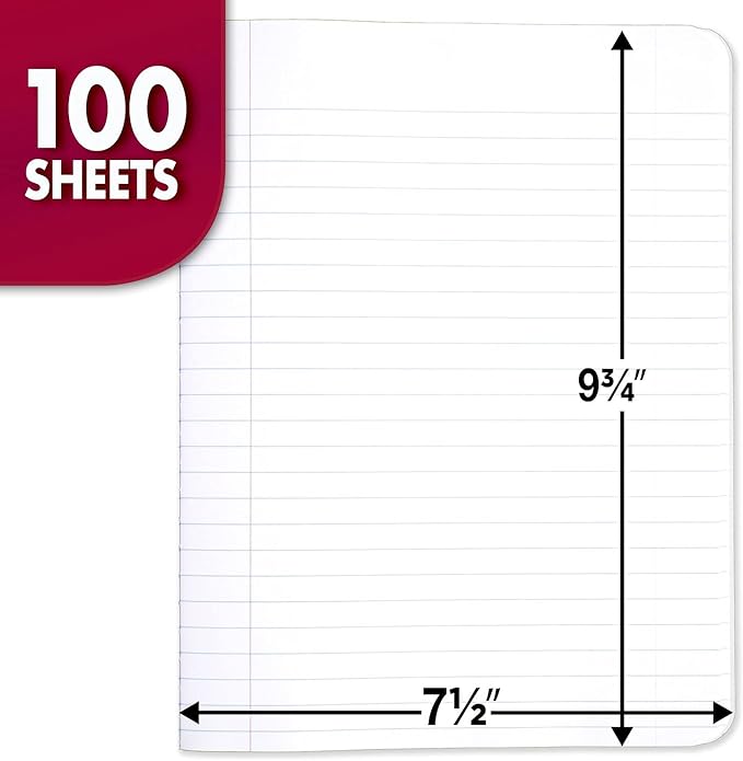 Mead Composition Notebook, Wide Ruled Paper, 7-1/2" x 9-3/4", 100 Sheets - Image 2