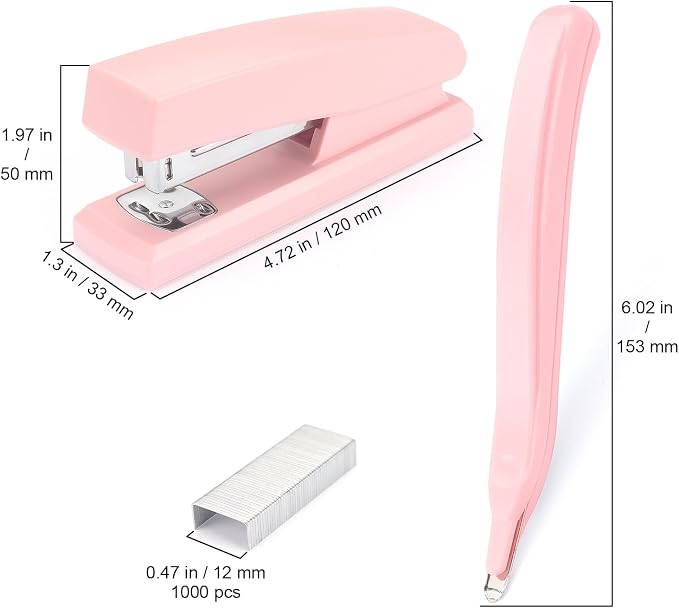 ZZTX Desktop Stapler with Remover & 1000 Staples Pink | Durable & sturdy - Image 2
