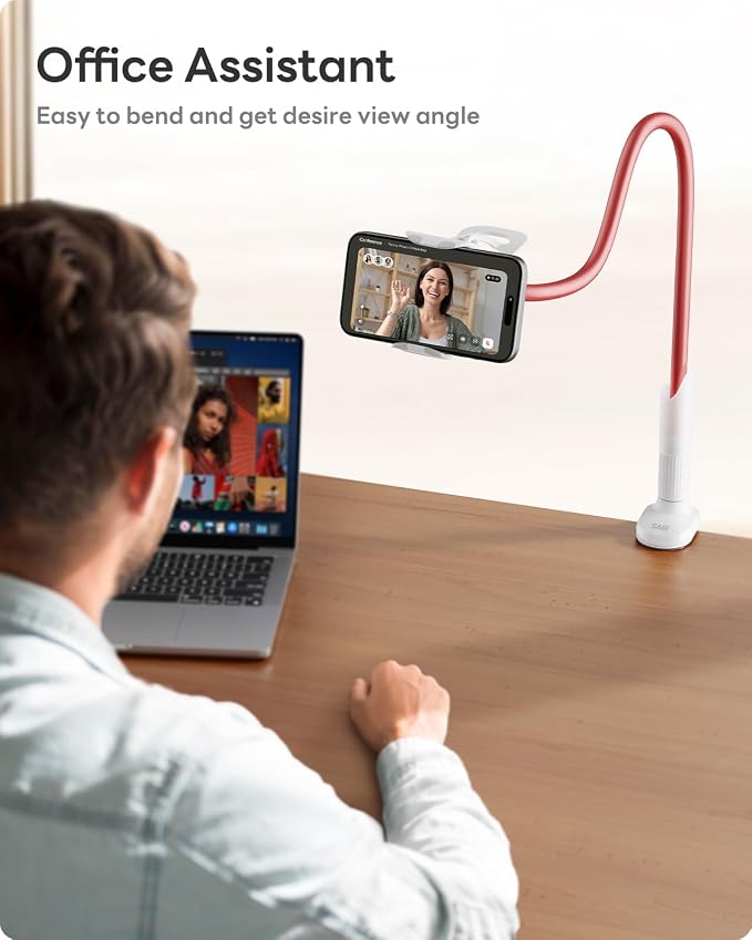 SAIJI Gooseneck Phone Stand for Bed, Lazy Bracket Cell Phone Holder Long Arm - Image 4