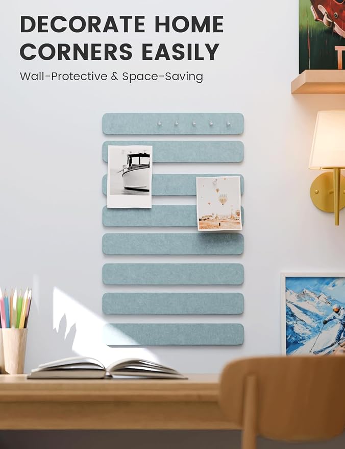 Fluxynara Cork Board Alternative Felt Strip Board 8-Pack 13"x2", Office Pin - Image 4