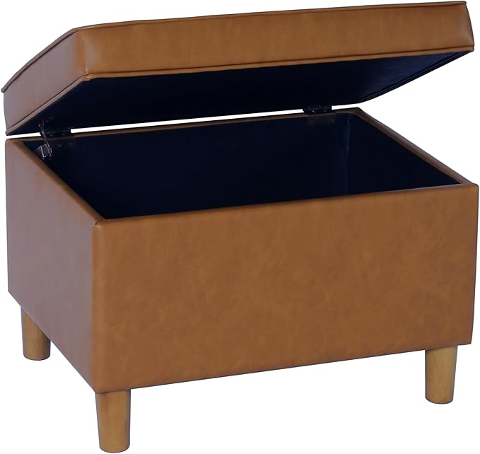 Home Decor | Dinah Collection Modern Storage Ottoman | Ottoman with Storage for Living Room & Bedroom(Carmel Faux Leather)-DeskLoop Office