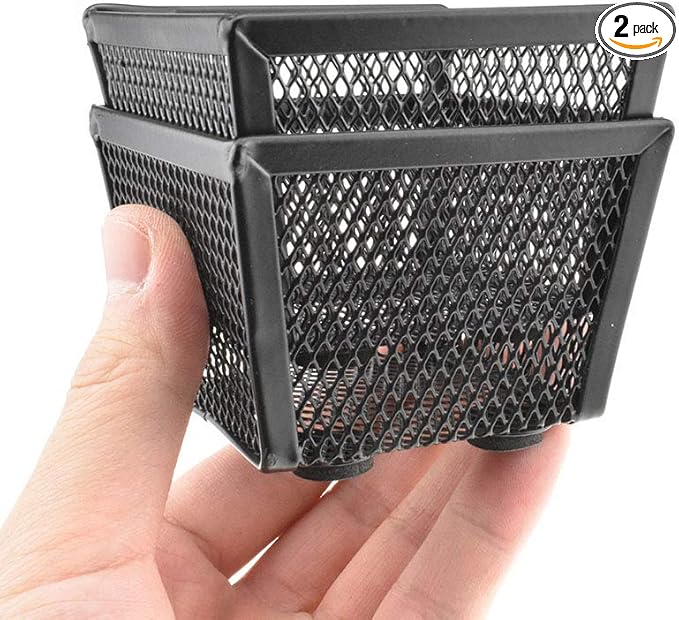 HAHIYO Stackable Paper Clip Mesh Holder cup 2.2" Height 2 Pack Black Sturdy PaperClip Holder Container for Desk Drawer Organizer Collection for Home Office School Soft Foam Feet No Sharp Edges-DeskLoop Office