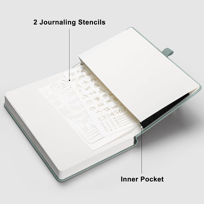 RETTACY Dotted Journal Notebook, 192 Pages, A5 Medium Size, Leather Hardcover - Image 7