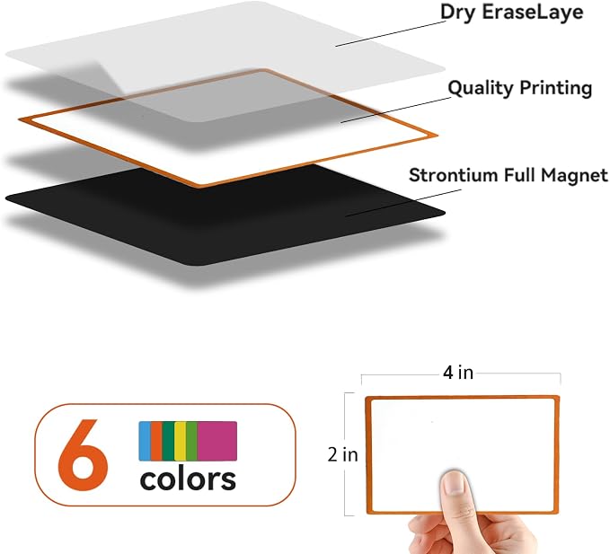 42-Pack 4" x 2" Magnetic Dry Erase Magnets Lable Notes - Image 3