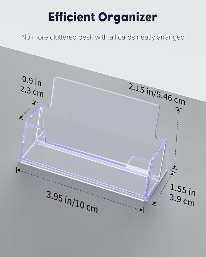 Uniclife 2 Pack Acrylic Business Card Holder for Desk 1 Slot Clear Business Card Display Stand for Men & Women Desktop Business Card Organizer Card Stand for Office Home Exhibition, 60 Card Capacity-DeskLoop Office