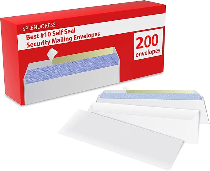 #10 Envelopes Letter Size Self Seal | 200 Business Mailing Security Peel and - Image 6