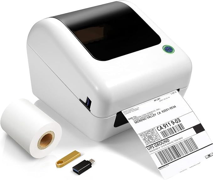 Bluetooth Thermal Shipping Label Printer - Wireless 4x6 Label Maker for packages, Compatible with iPhone and PC, Phone, USB for MAC, Works with Ebay, Amazon, Shopify, Etsy, UPS, USPS Barcode, Upgrade-DeskLoop Office