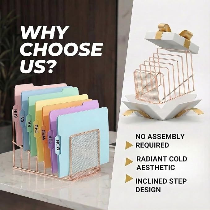 2 Pcs Incline File Sorter, 7 Slot Magazine Holder - Image 4