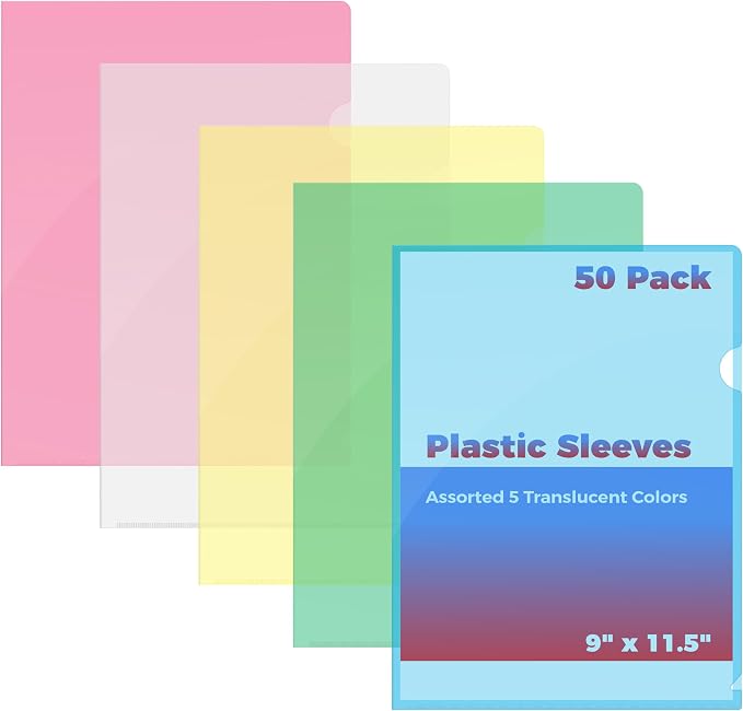 Better Office Products Poly Project Pockets, 50 Pack, Plastic File Jacket by BetterOfficeProducts