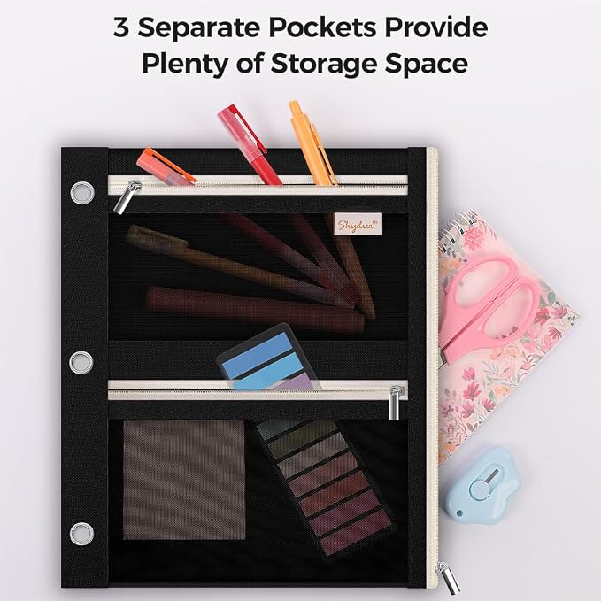 SKYDUE Pencil Pouch for Binder, Pencil Case, 3 Ring Binder Pencil Pouch - Image 4