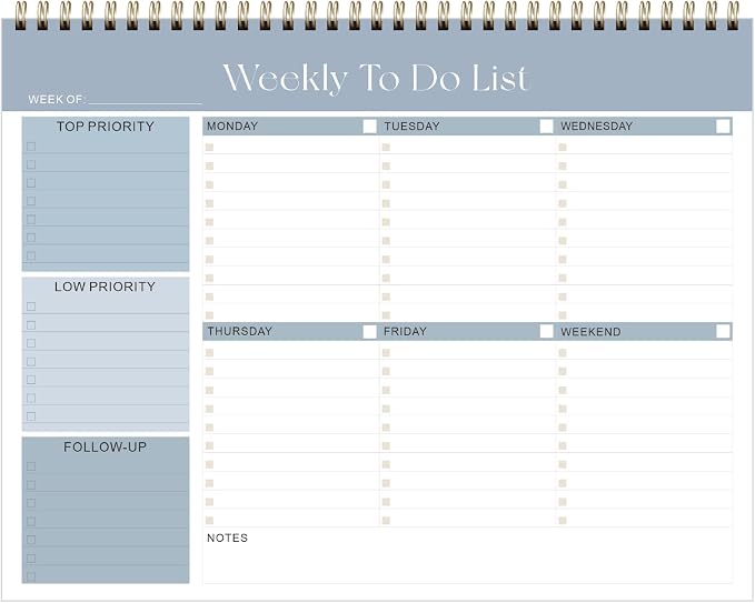 Weekly To Do List Notepad, Undated Planner by VALOME