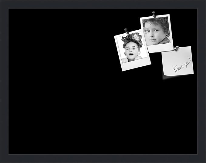 PinPix 22x17 Inch Cork Bulletin Board. This Decorative Framed Pin Board Comes with Solid Black Design and a Satin Black Frame. Ideal for Home Office Decor or Message Board (PinPix-622)-DeskLoop Office