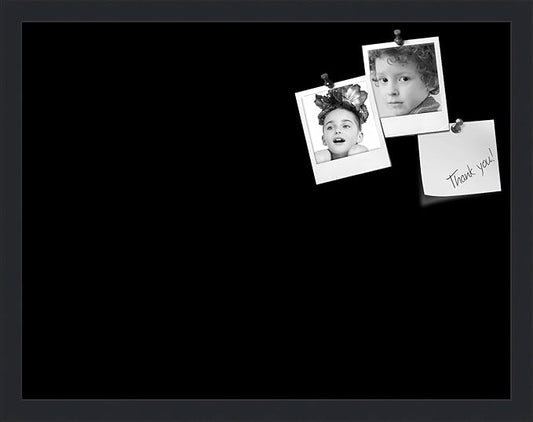 PinPix 22x17 Inch Cork Bulletin Board. This Decorative Framed Pin Board Comes with Solid Black Design and a Satin Black Frame. Ideal for Home Office Decor or Message Board (PinPix-622)-DeskLoop Office