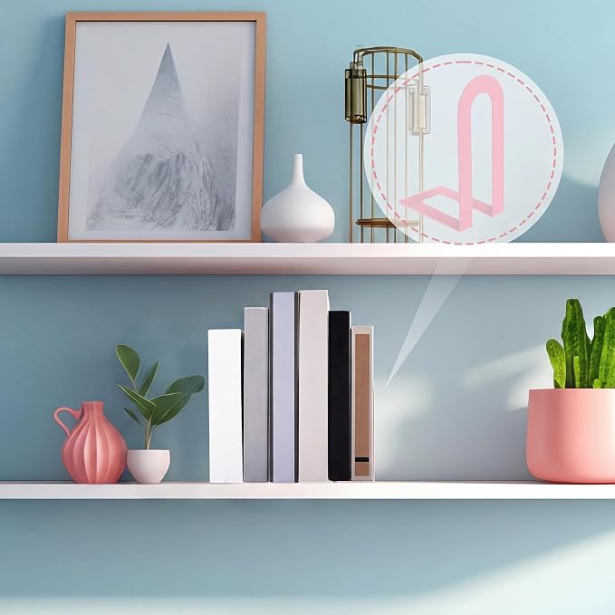 Chunful 6 Pcs Pink Modern Metal Book Ends - Image 6