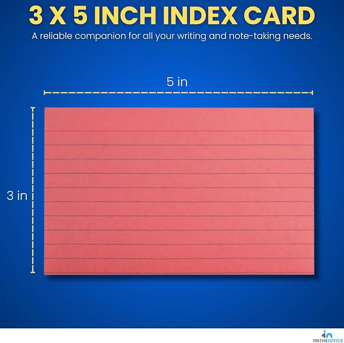 1InTheOffice Index Cards 3x5, Colored Index Cards, Cherry Red, 400 Pack - Image 2