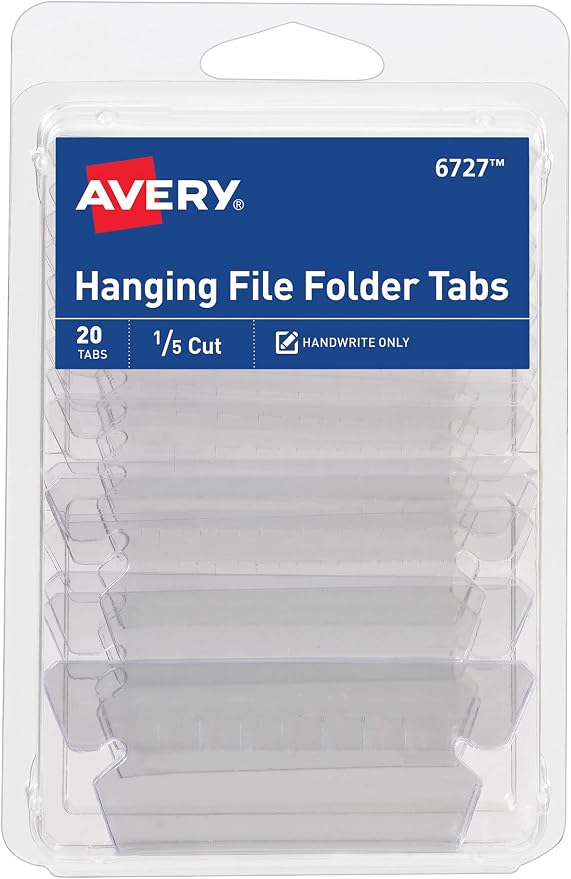 Avery Hanging File Folder Tabs and Inserts, 1/5 Cut, 20 File Folder Tabs and by Avery