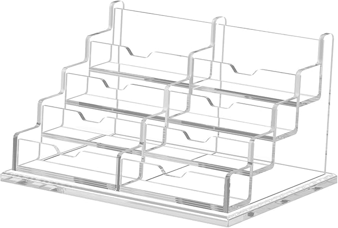 NIUBEE Clear Business Card Holder 4 Tier Acrylic Business Card Stand, 8 Slots Business Card Display for Desk Counter, 600 Card Capacity, 1 Pack-DeskLoop Office