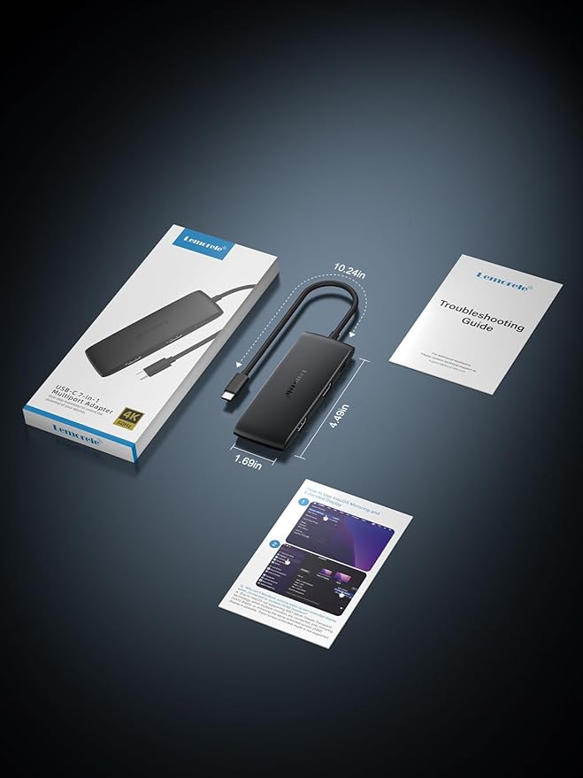 Lemorele Docking Station Dual Monitor 4K 60Hz, 7 in 1 USB C Dongle Multiport Hub Adapter w/2 HDMI + 1 USB 3.0+ 3 USB 2.0+ 1 PD 100W, for MacBook/Dell/HP/Lenovo ThinkPad Type-C Laptop-DeskLoop Office