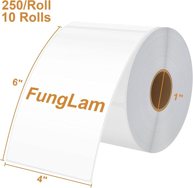 FungLam 10 Rolls 4"x6" Direct Thermal Printer Label, Shipping Labels Compatible - Image 2