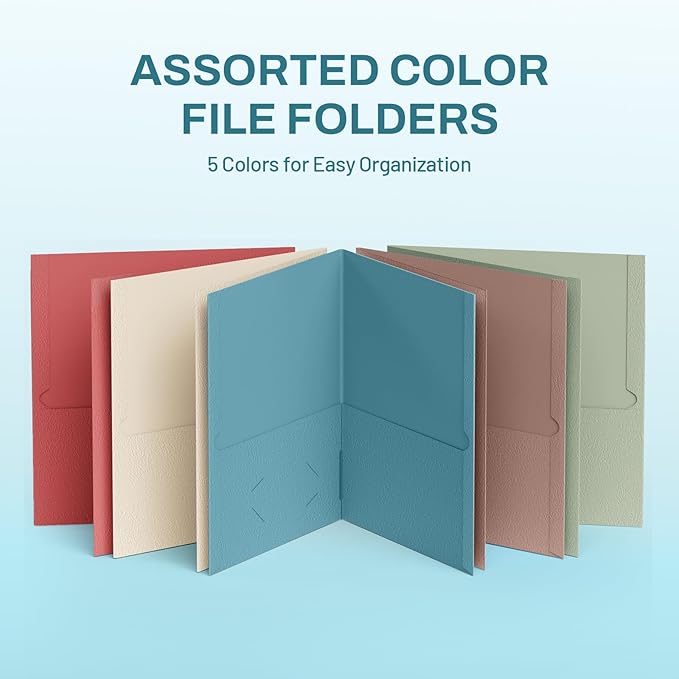 SUNEE Folders with Pockets, 2 Pocket Folders Fit Letter Size Paper, Paper File - Image 5