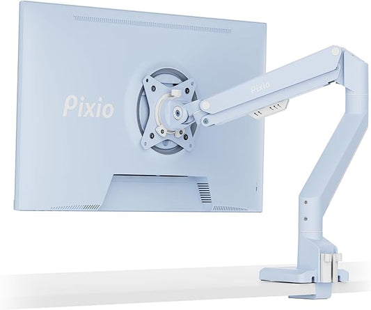 Pixio PS1S Wave Blue Single Monitor Arm Stand Desk Mount - Fits up to 32 inches Monitors and up to 19.8lbs. VESA Compatibility and Integrated Cable Management-DeskLoop Office