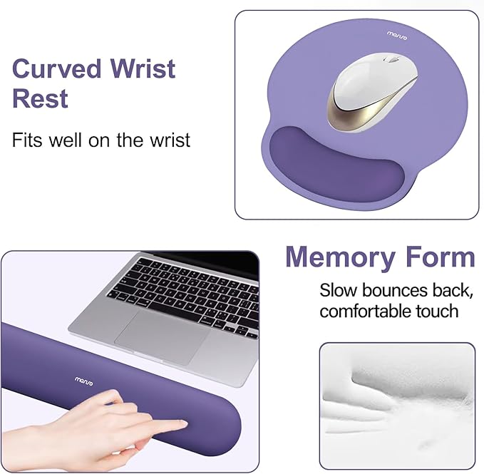 MOSISO Wrist Rest Support for Mouse Pad&Keyboard Set, Circle Curved Ergonomic - Image 4