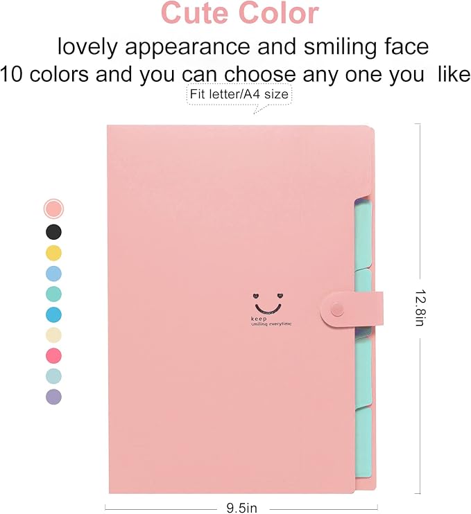 Forvencer Accordion File Organizer, Letter Size, 5 Pocket Expanding File Folder - Image 2