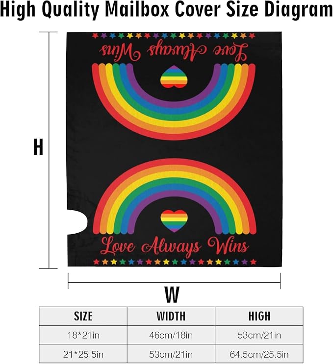 LGBT Pride Mailbox Covers, Love Always Wins Outdoor Magnetic Mailbox Cover - Image 6