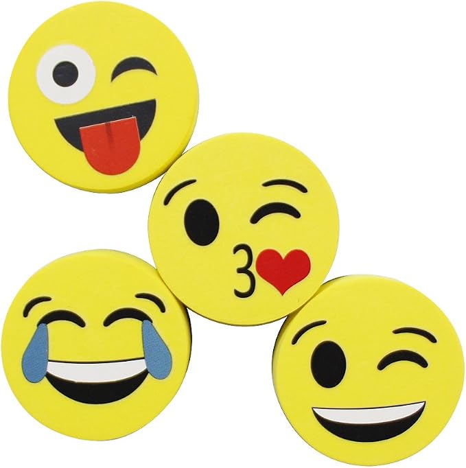 VIZ-PRO Magnetic Smiley Face Circular Whiteboard Eraser / 24 Pack of 2" Dry - Image 2