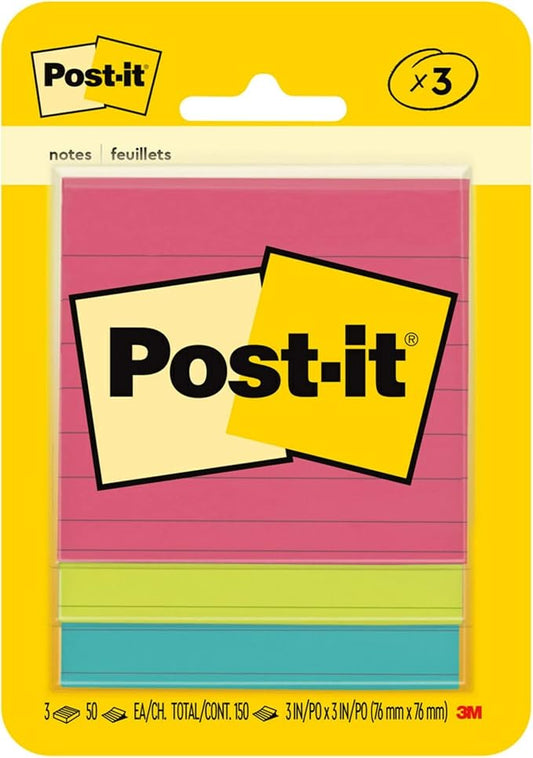 Post-it Notes, 3 x 3 in, Poptimistic Collection, 3 Lined Pads | School Supplies by Unknown