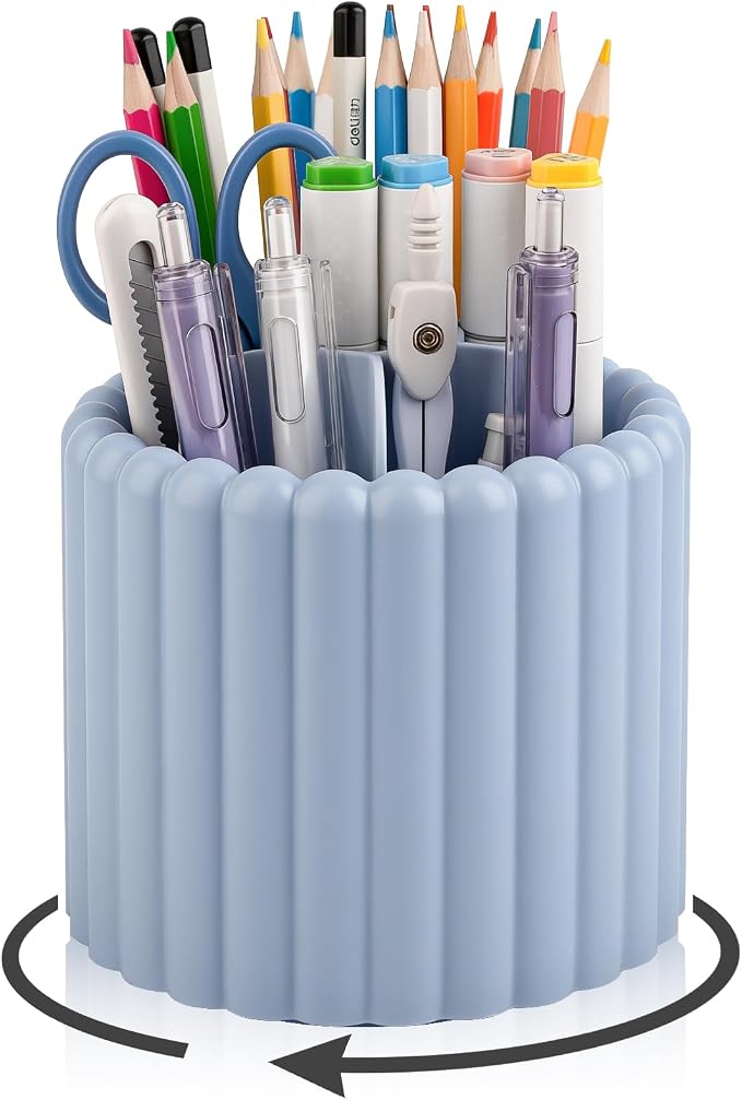 Anyoifax 360° Rotating Pen Holder 7 Slots Desk Organizer Removable Pencil Cup by Anyoifax