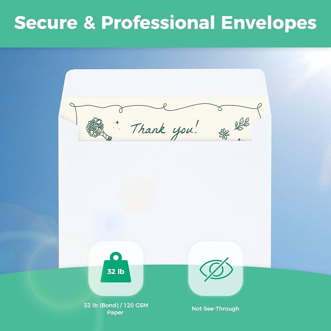 Ohuhu Blank White Cards and Envelopes 100 Pack - Image 8