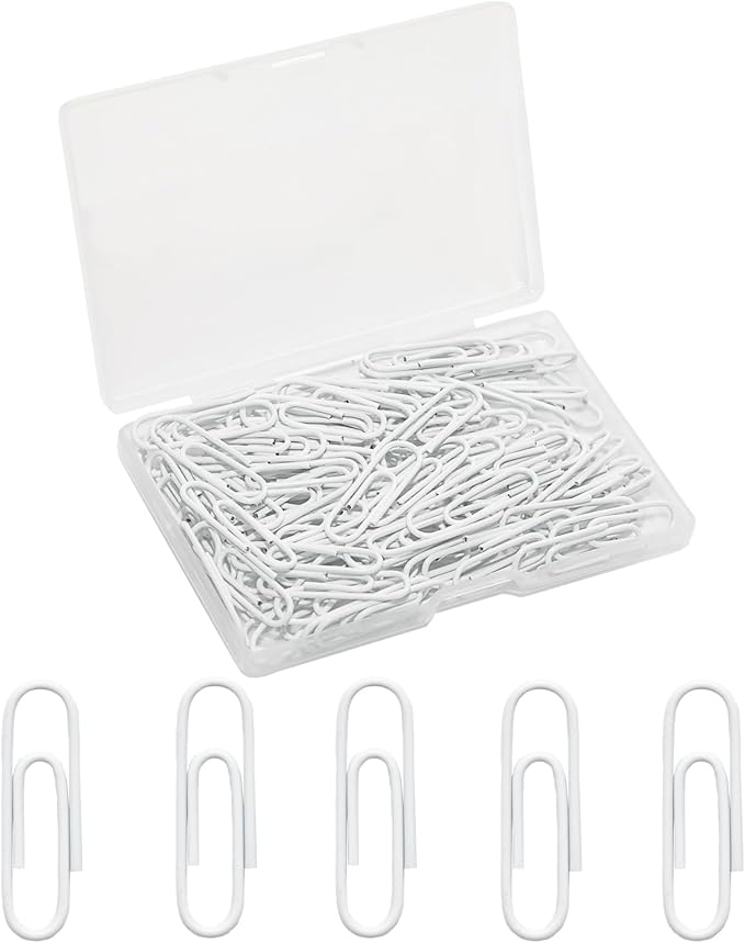 100 Pcs White Paper Clips, 1.1 Inch Colorful Paperclips | Vinyl Coated by Unknown