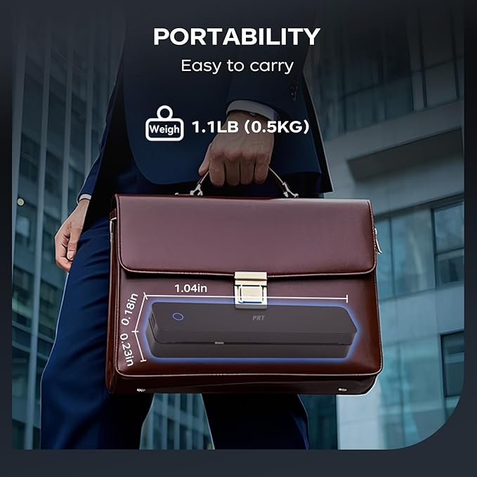 PRT Thermal Portable Printer Wireless for Travel, Inkless Bluetooth Support 8.5"x11" US Letter, A4, Compatible with iOS, Android, Laptop, Mobile Printer for Office, Vehicle, Home Use-DeskLoop Office