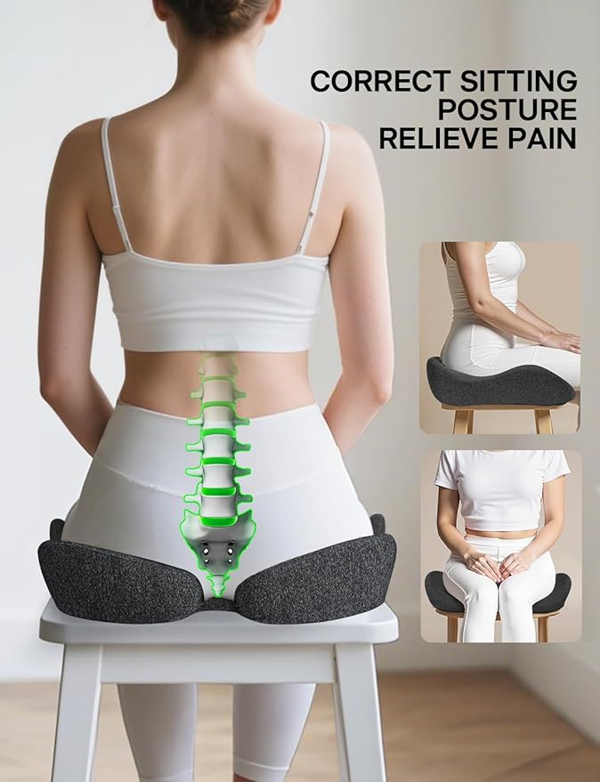 Seat Cushion, SC 150B Seat Cushions for Office Chairs, Car Seat, Wheelchair - Sciatica & Tailbone & Coccyx Pain Relief Pillow for Driver Sedentary People（Size:19.6 * 16.6 * 3.7 in-Black）-DeskLoop Office