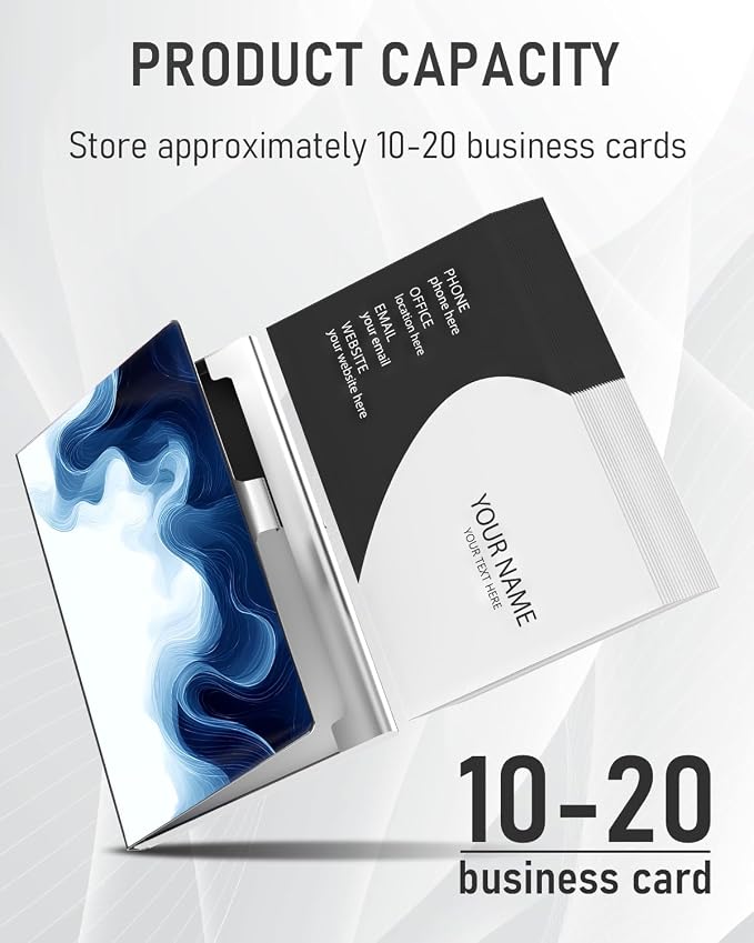 Business Card Metal Slim Organizer, Professional Stainless Steel Square Pocket - Image 2